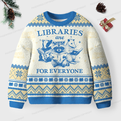 Pagewings Libraries Are For Everyone Unisex Ugly Knit Sweatshirt