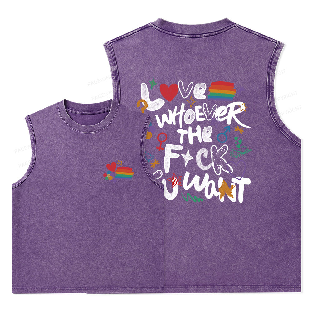 Pagewings Love Whoever The F*ck You Want Unisex Washed Tank Top