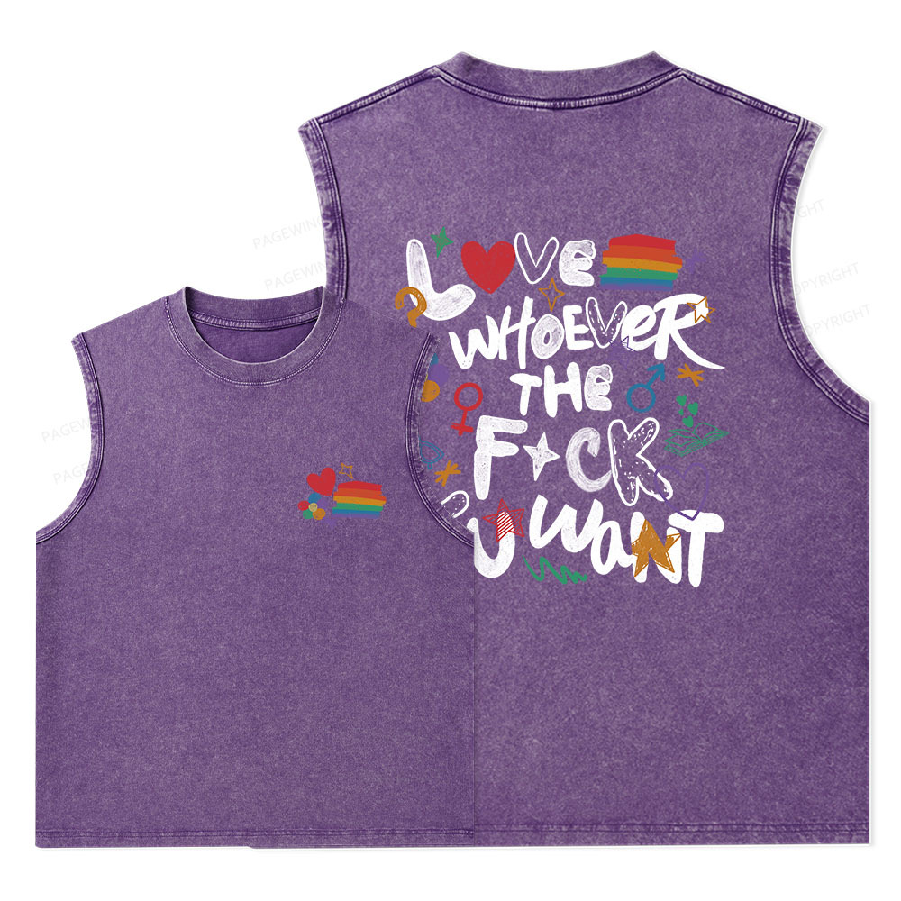 Pagewings Love Whoever The F*ck You Want Unisex Washed Tank Top