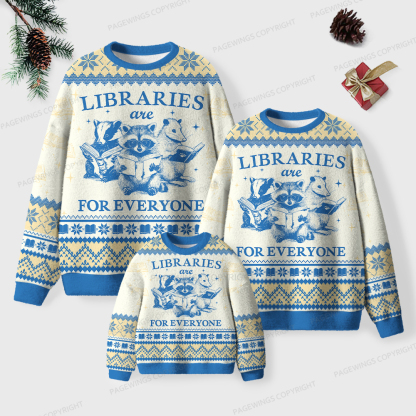 Pagewings Libraries Are For Everyone Unisex Ugly Knit Sweatshirt