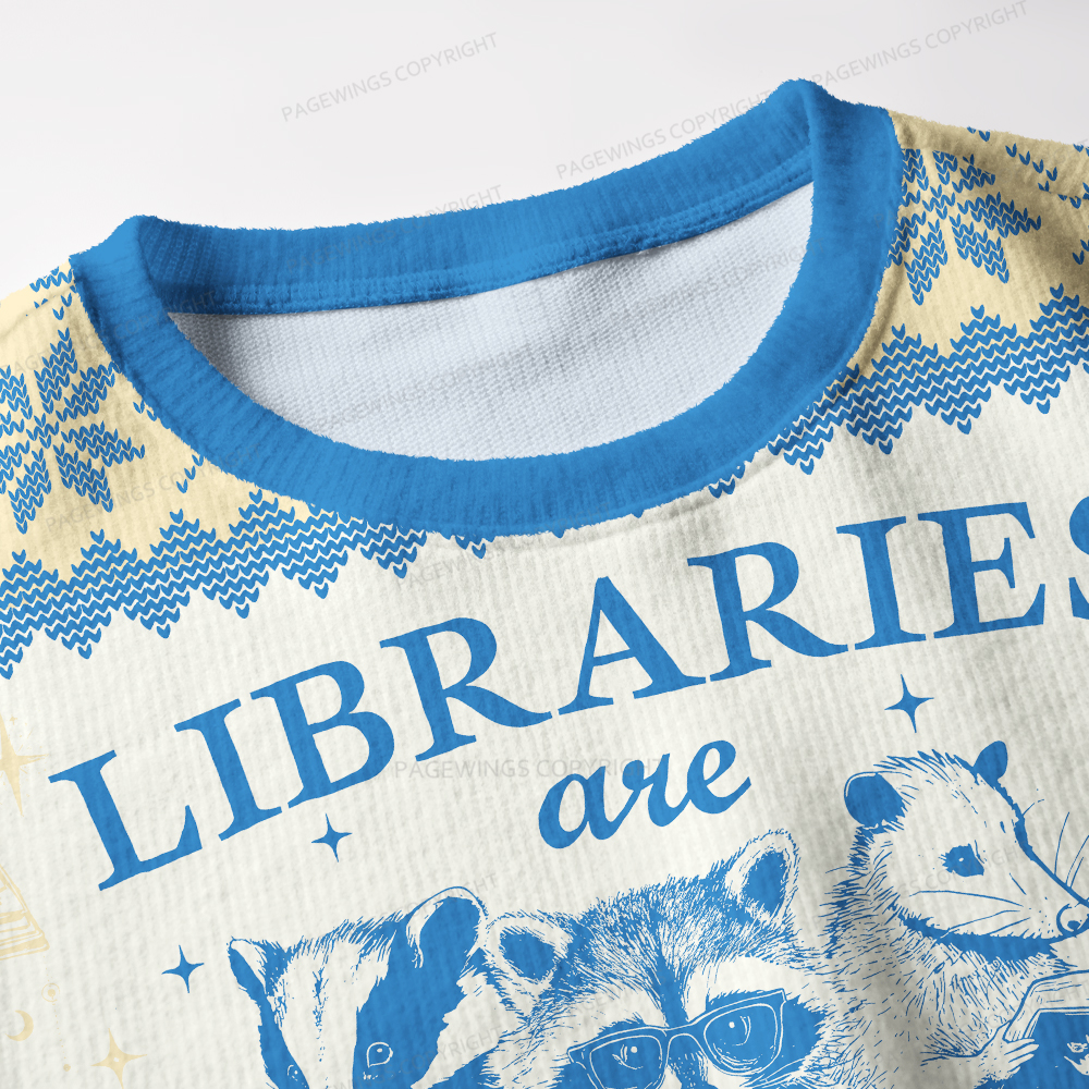 Pagewings Libraries Are For Everyone Unisex Ugly Knit Sweatshirt