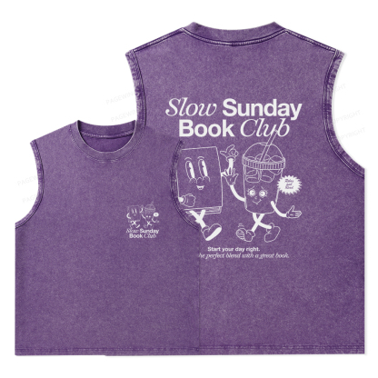 Pagewings Slow Sunday Book Club Unisex Washed Tank Top
