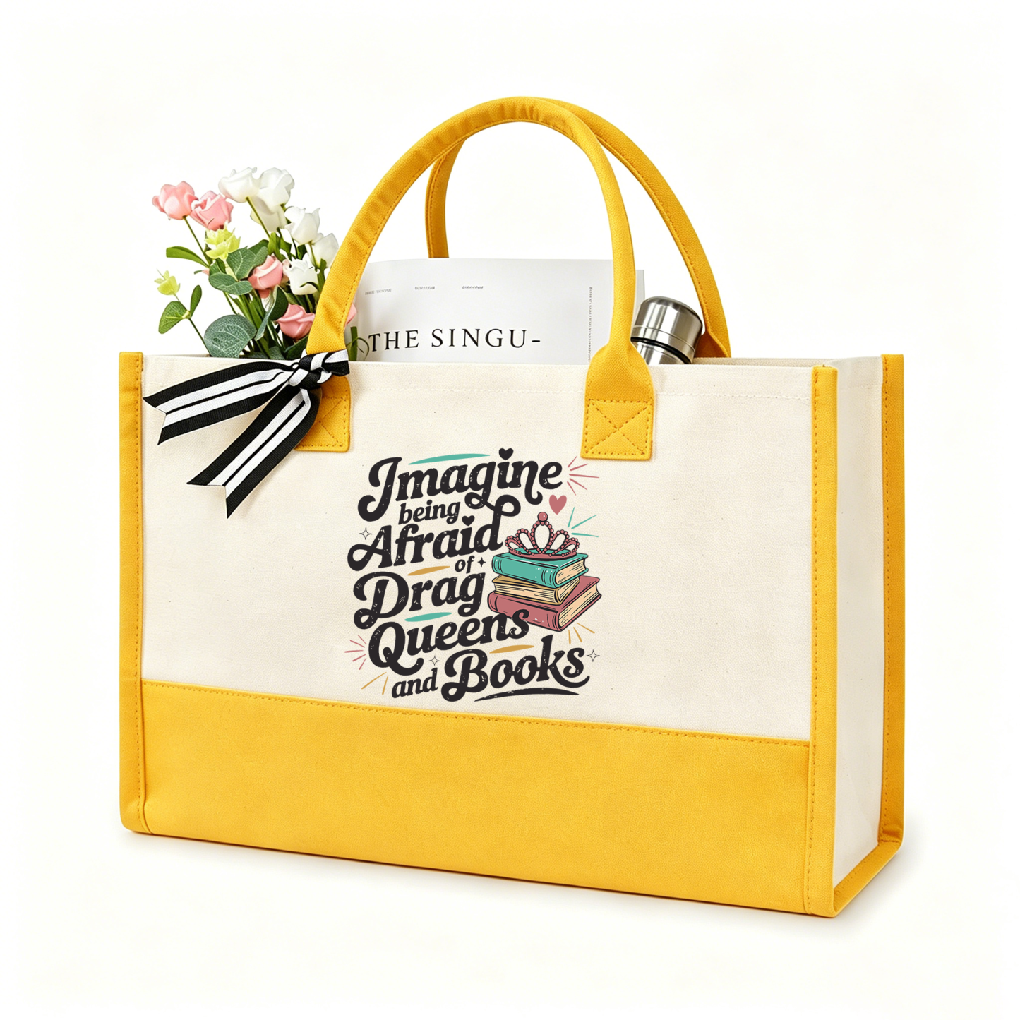 Pagewings Imagine Being Afraid Of Drag Queens And Books11701 Large Tote Bag