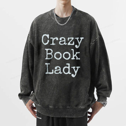 Pagewings Crazy Book Lady Unisex Washed Sweatshirt