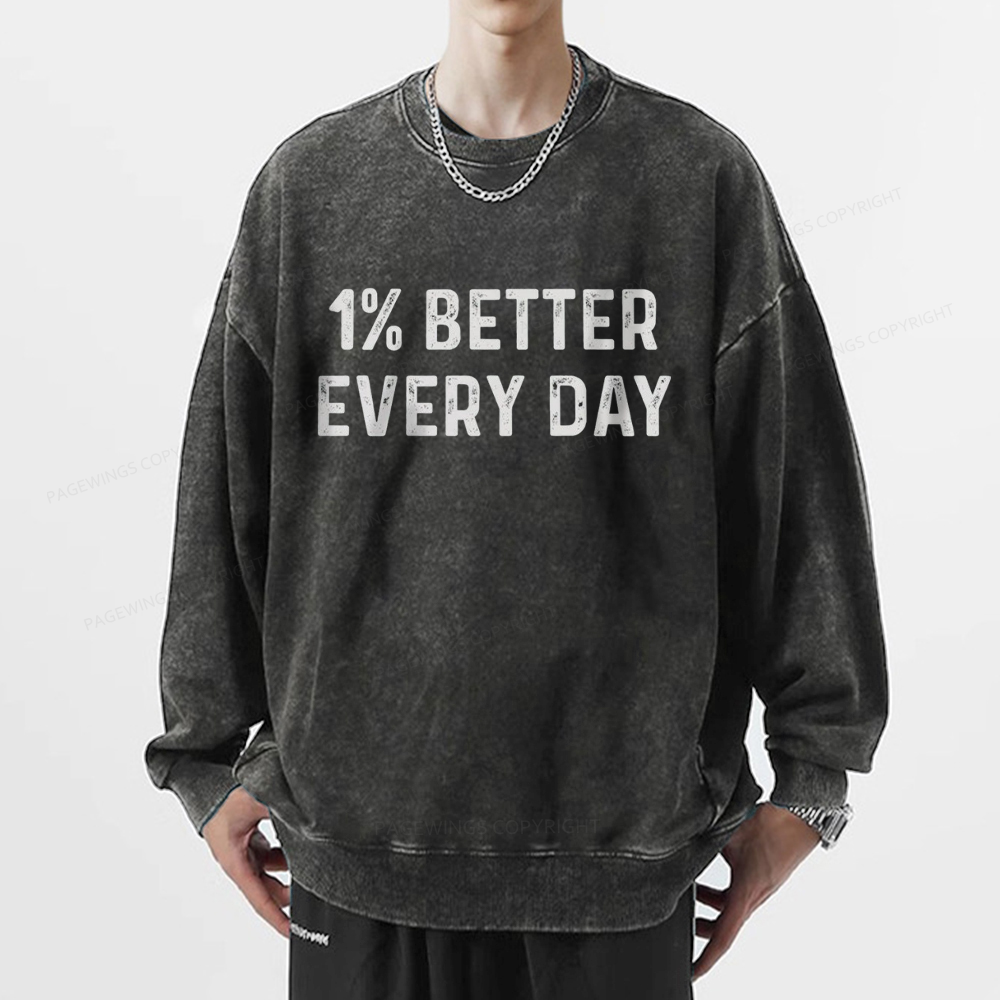 Pagewings 1% Better Every Day Unisex Washed Sweatshirt