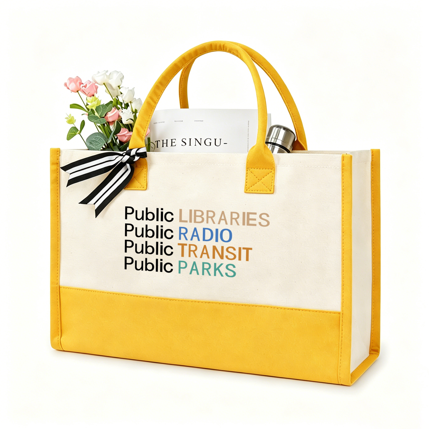 Pagewings Public Libraries Radio11558 Large Tote Bag