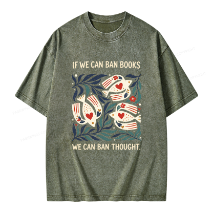 Pagewings If We Can Ban Books Unisex Washed T-shirt