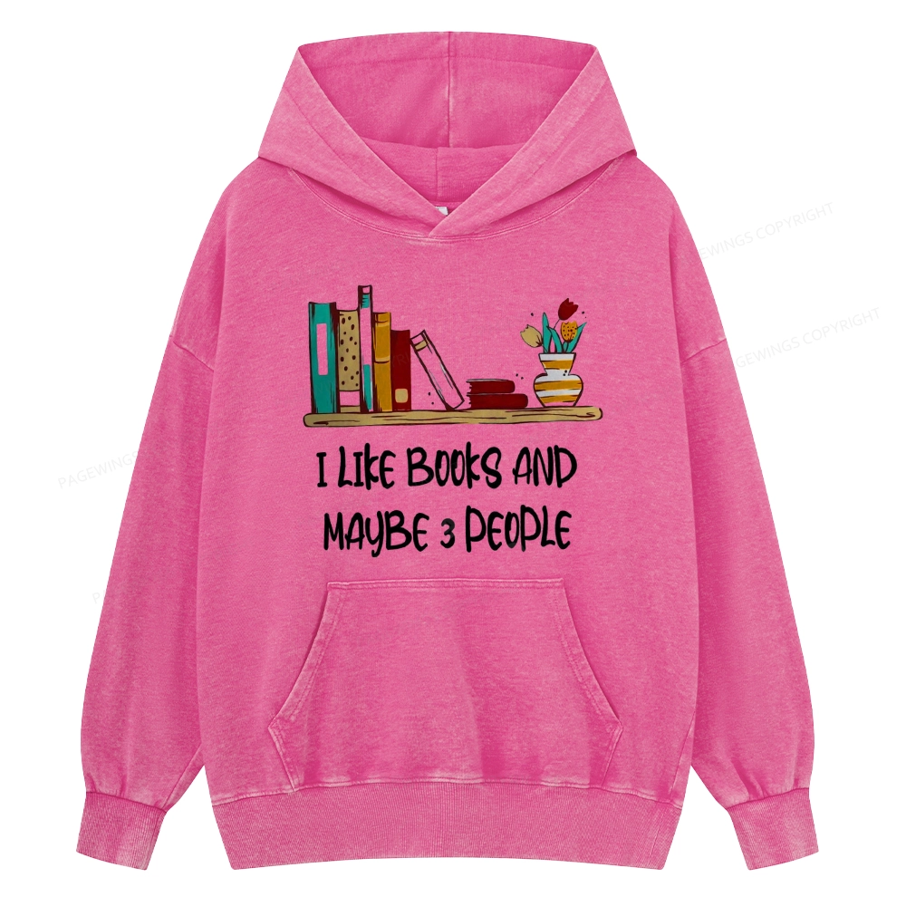 Pagewings  I Like Books World Unisex Washed Hoodie