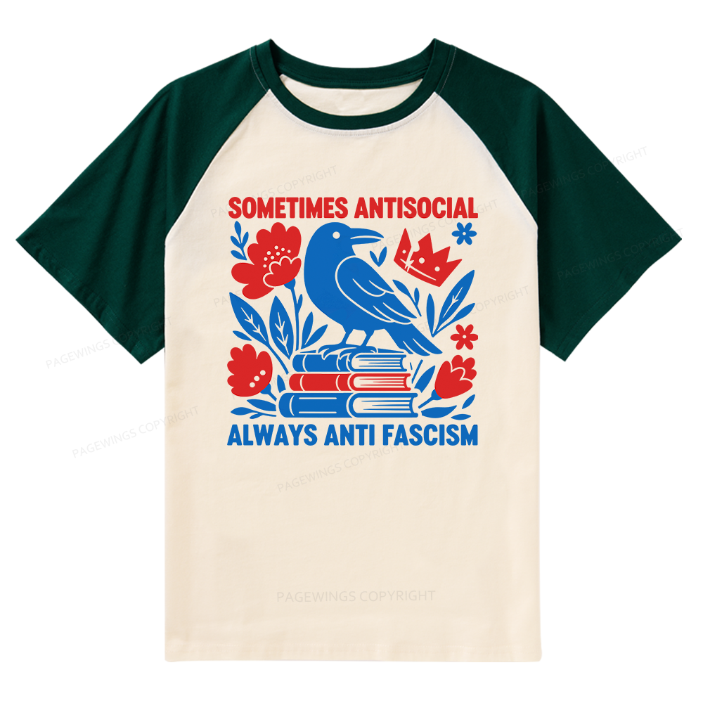 Pagewings Anti Fascism Raglan T-shirt