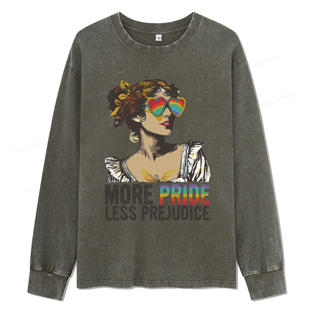 Pagewings More Pride Less Prejudice Unisex Washed Long Sleeve T-shirt
