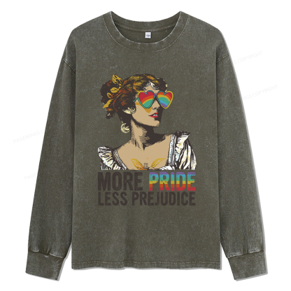 Pagewings More Pride Less Prejudice Unisex Washed Long Sleeve T-shirt
