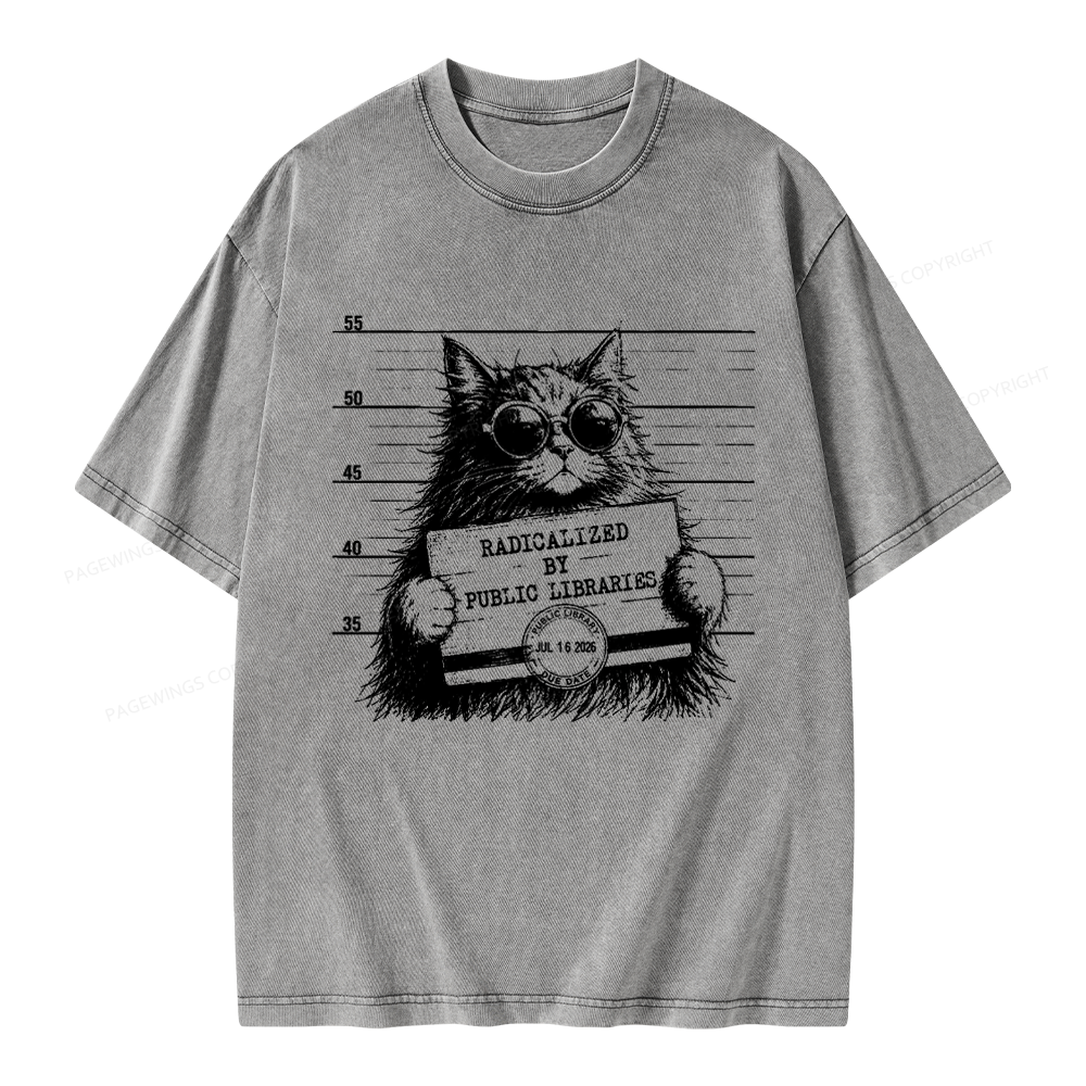 Pagewings Radicalized By Public Libraries Unisex Washed T-shirt
