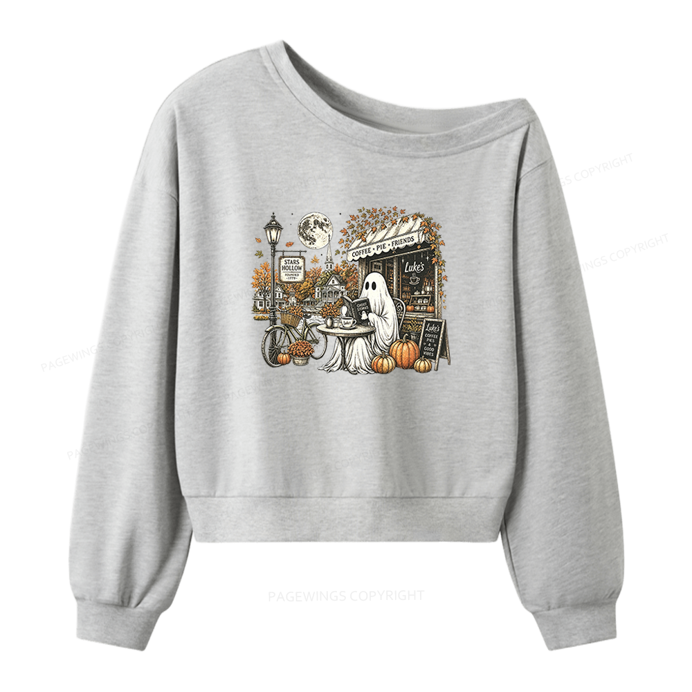 Pagewings Stars Hollow Ghost Women Off Shoulder Sweatshirt