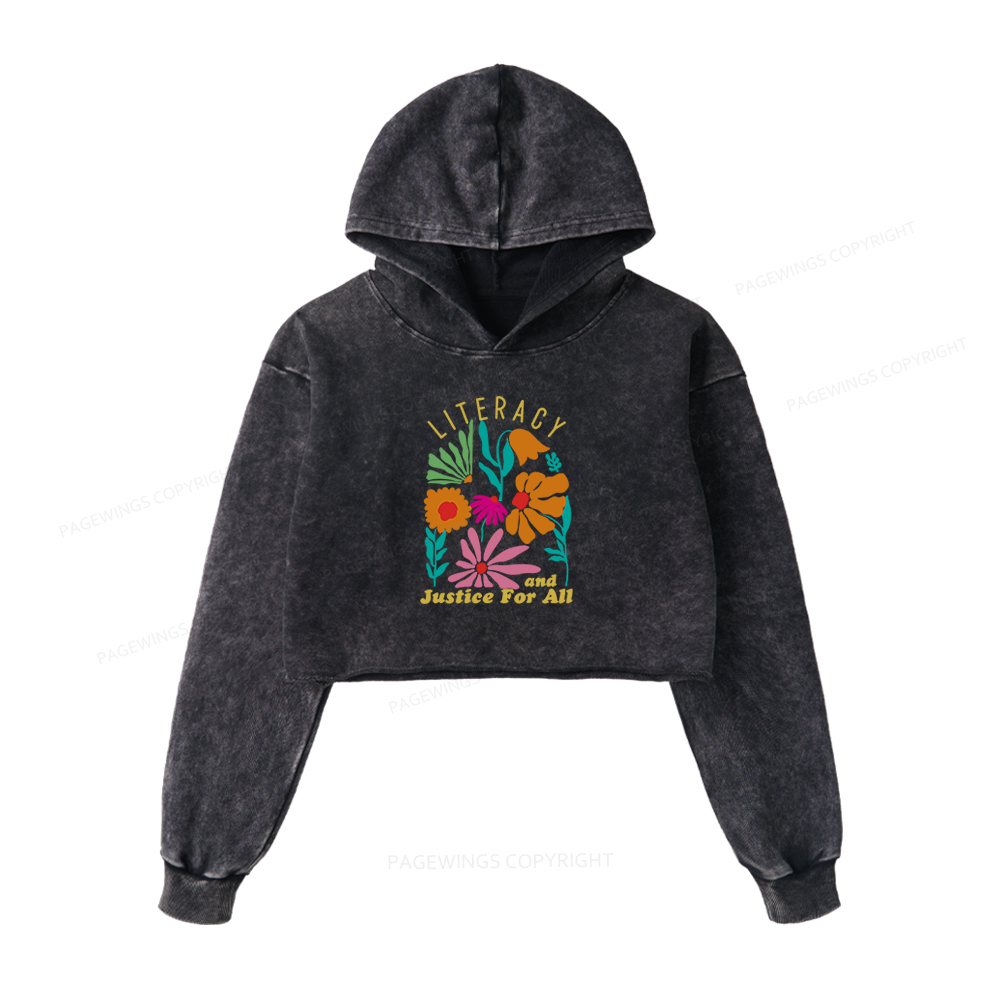 Pagewings Literacy And Justice Washed Crop Hoodie