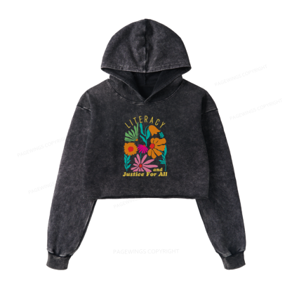 Pagewings Literacy And Justice Washed Crop Hoodie