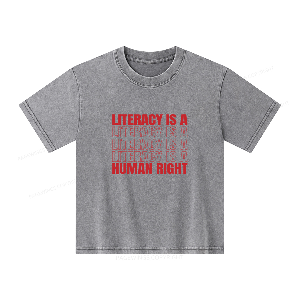 Pagewings Literacy Is A Human Right Unisex Kids Washed T-shirt
