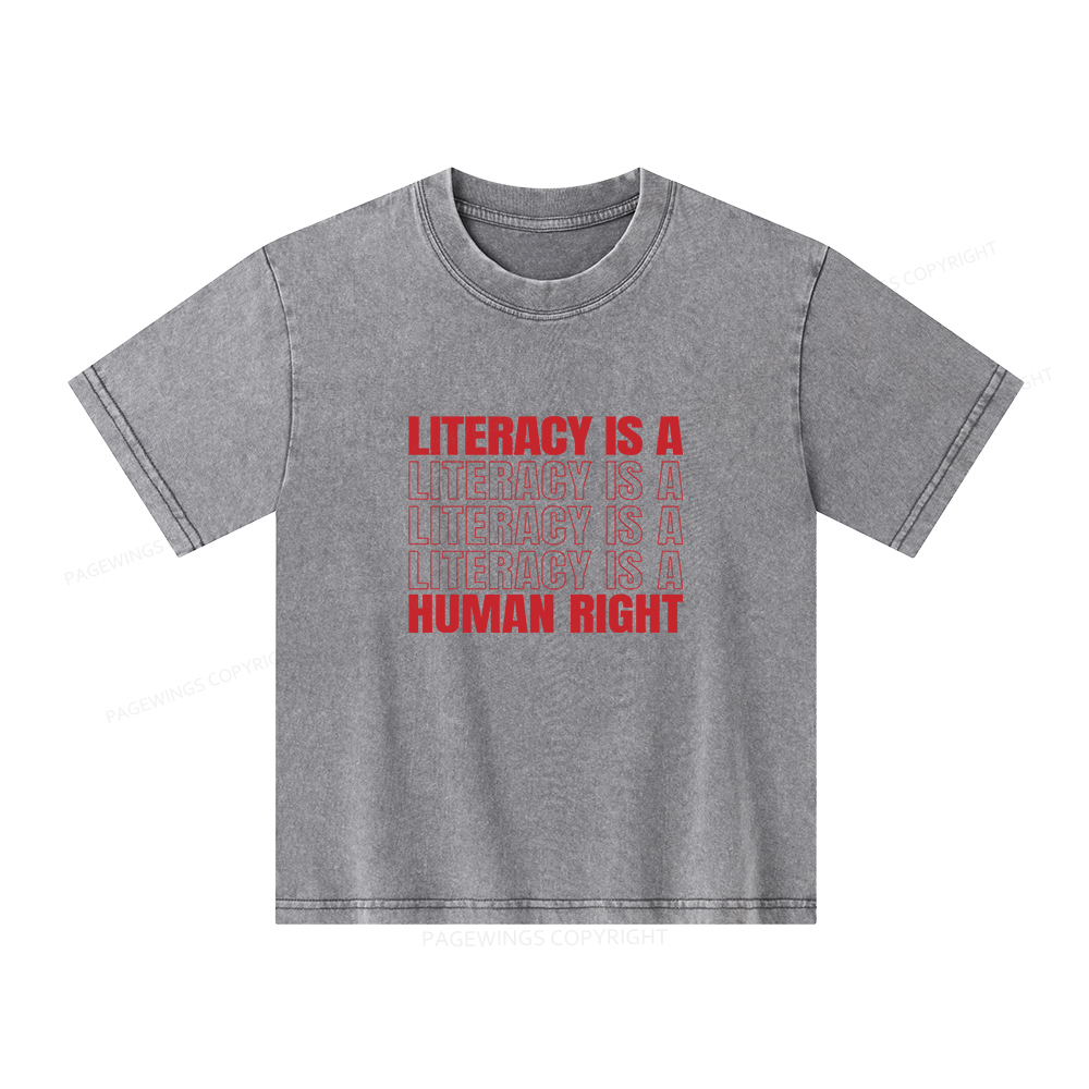 Pagewings Literacy Is A Human Right Unisex Kids Washed T-shirt