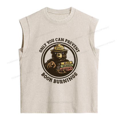Pagewings Only You Can Prevent Book Burnings Women's Washed Tank Top
