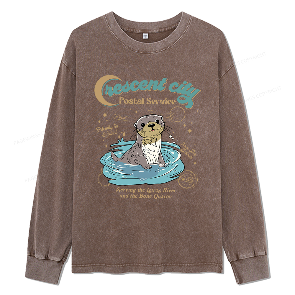 Pagewings Crescent City Postal Service Unisex Washed Long Sleeve T-shirt