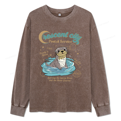 Pagewings Crescent City Postal Service Unisex Washed Long Sleeve T-shirt