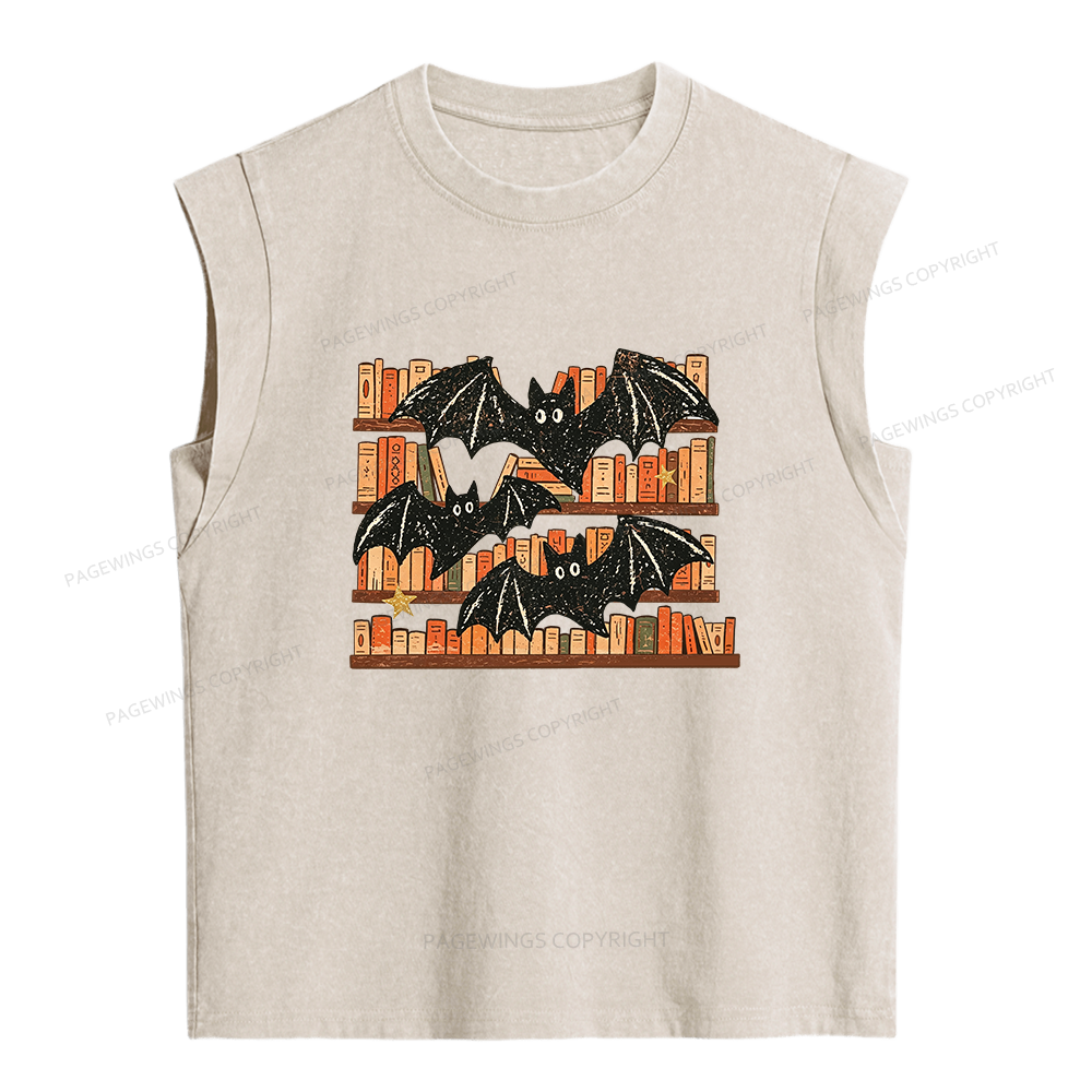 Pagewings Bat Halloween Women's Washed Tank Top