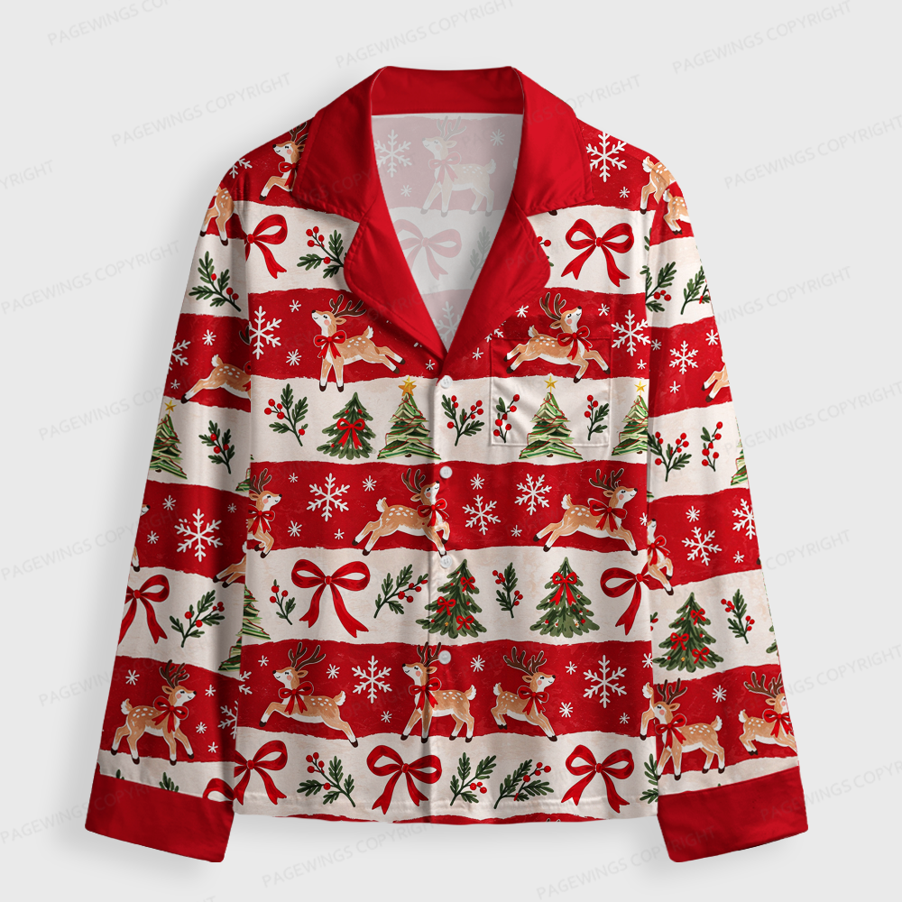 Pagewings Christmas Bookish Unisex Button-Up Pajama Set