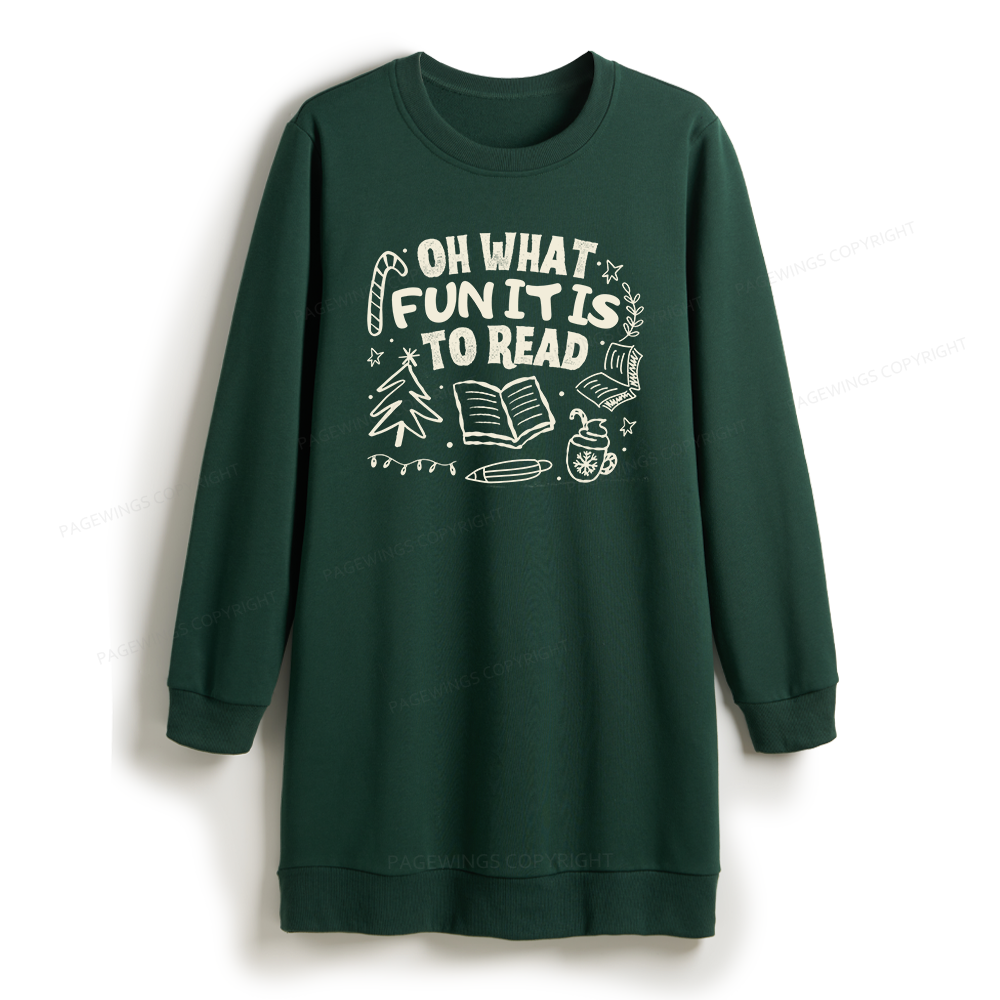Pagewings Book Lover Holiday Sweatshirt Dress