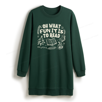 Pagewings Book Lover Holiday Sweatshirt Dress