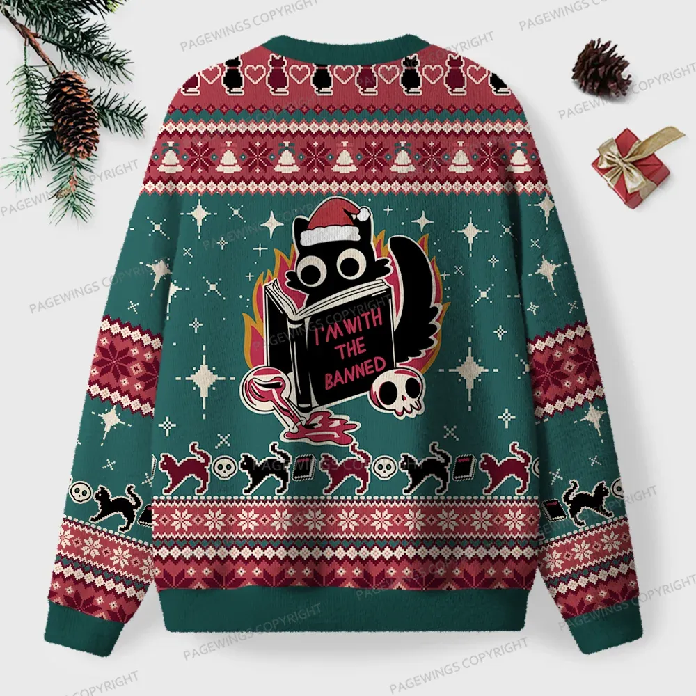 Pagewings I'm With The Banned Unisex Ugly Knit Sweatshirt