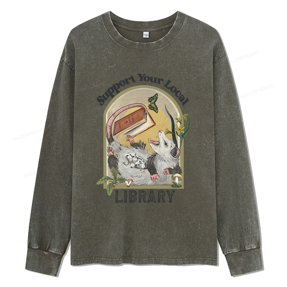 Pagewings Library Readers Make Leaders Jersey Unisex Washed Long Sleev