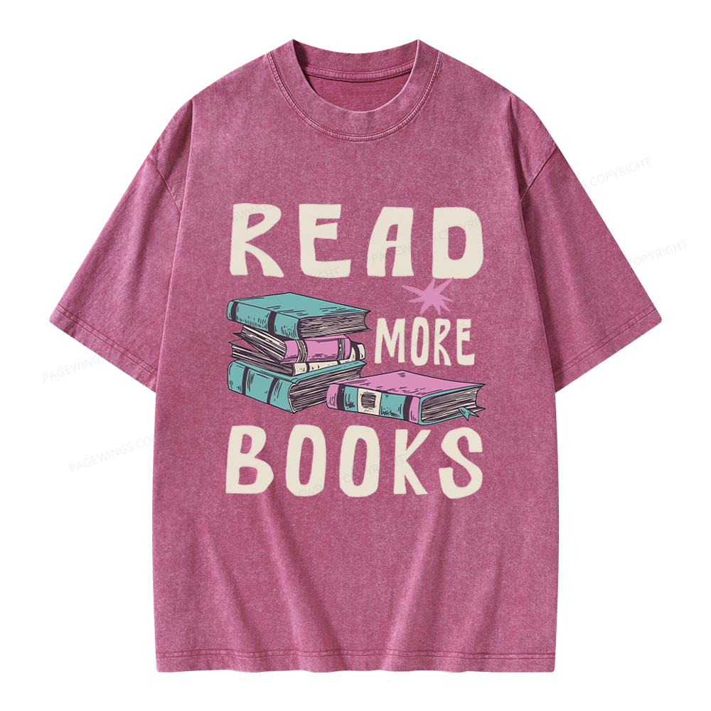 Pagewings 90s Vintage Read More Books Unisex Washed T-shirt