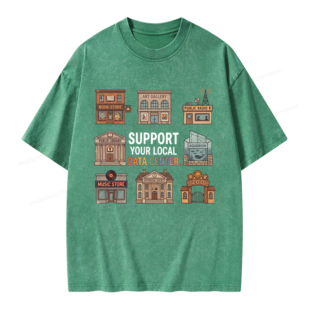Pagewings Support Your Local Data Center Unisex Washed T-shirt