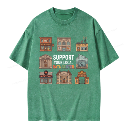 Pagewings Support Your Local Data Center Unisex Washed T-shirt
