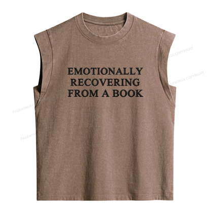Pagewings Embroidered Emotionally Recovering From a Book Women's Washed Tank Top