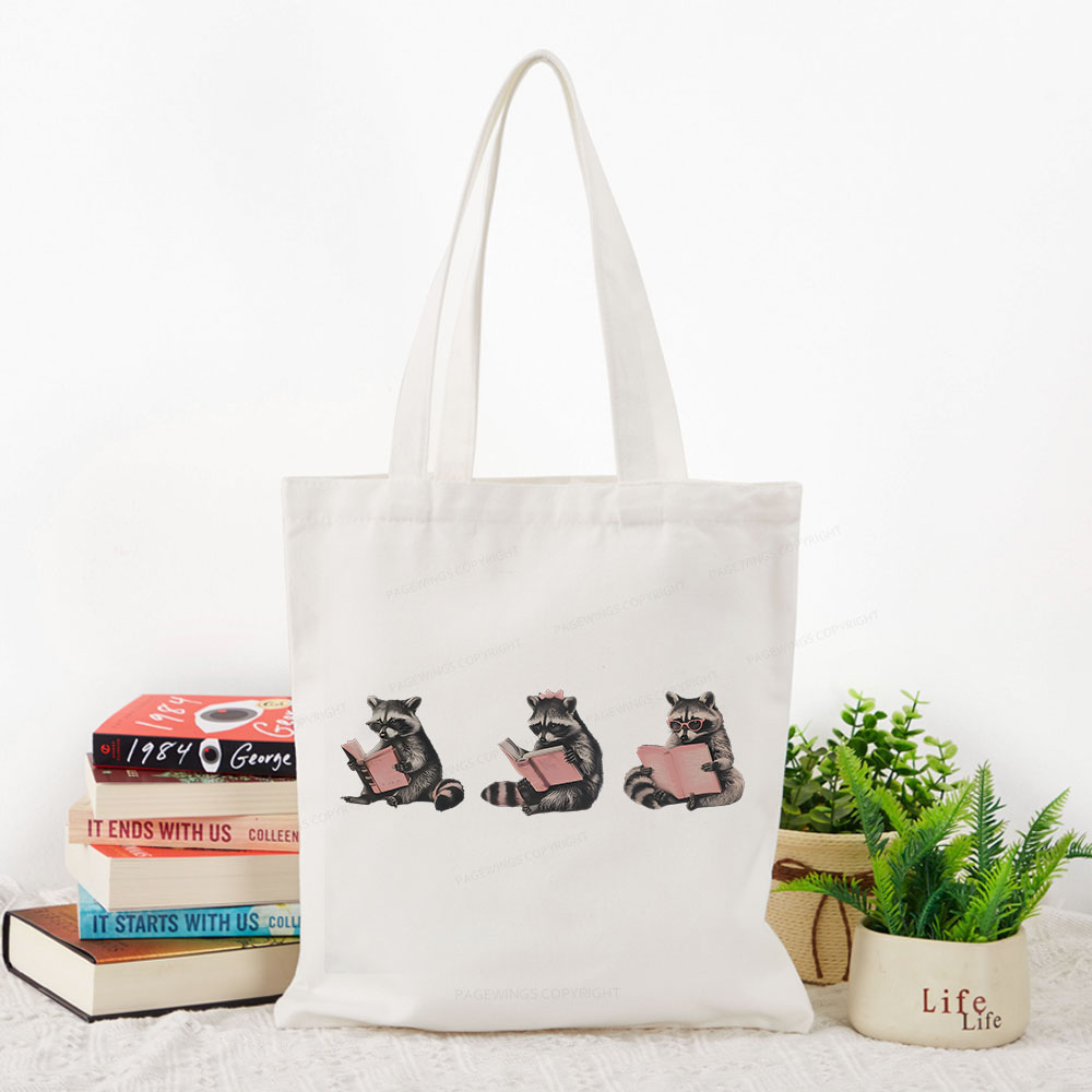 Pagewings Funny Raccoon Bookish Gift Tote Bag