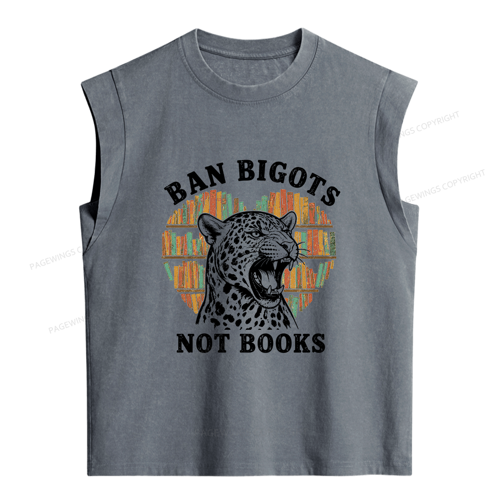 Pagewing Ban Bigots Not Books Women's Washed Tank Top
