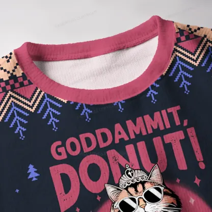 Pagewings Goddammit, Donut Unisex Ugly Knit Sweatshirt