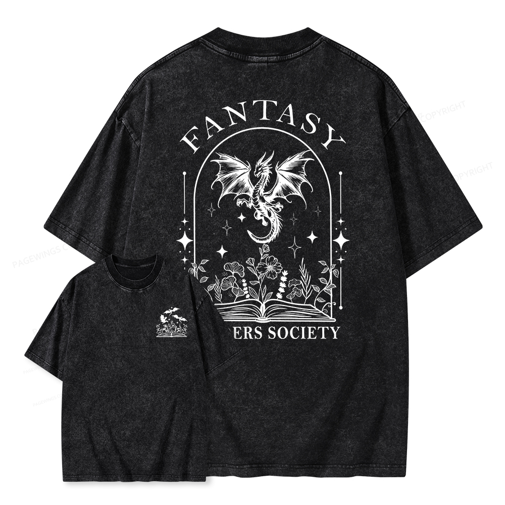 Pagewings Fantasy Reader Society Unisex Washed T-shirt