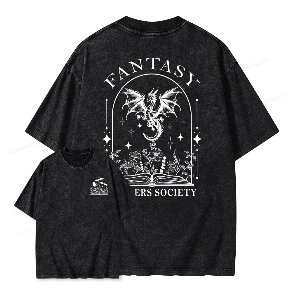 Pagewings Fantasy Reader Society Unisex Washed T-shirt