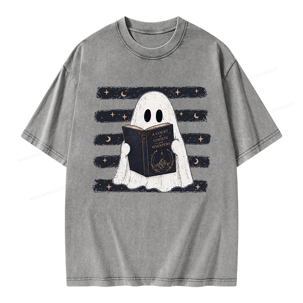 Pagewings A Court of Ghosts and Whispers Unisex Washed T-shirt