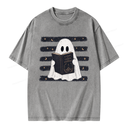 Pagewings A Court of Ghosts and Whispers Unisex Washed T-shirt
