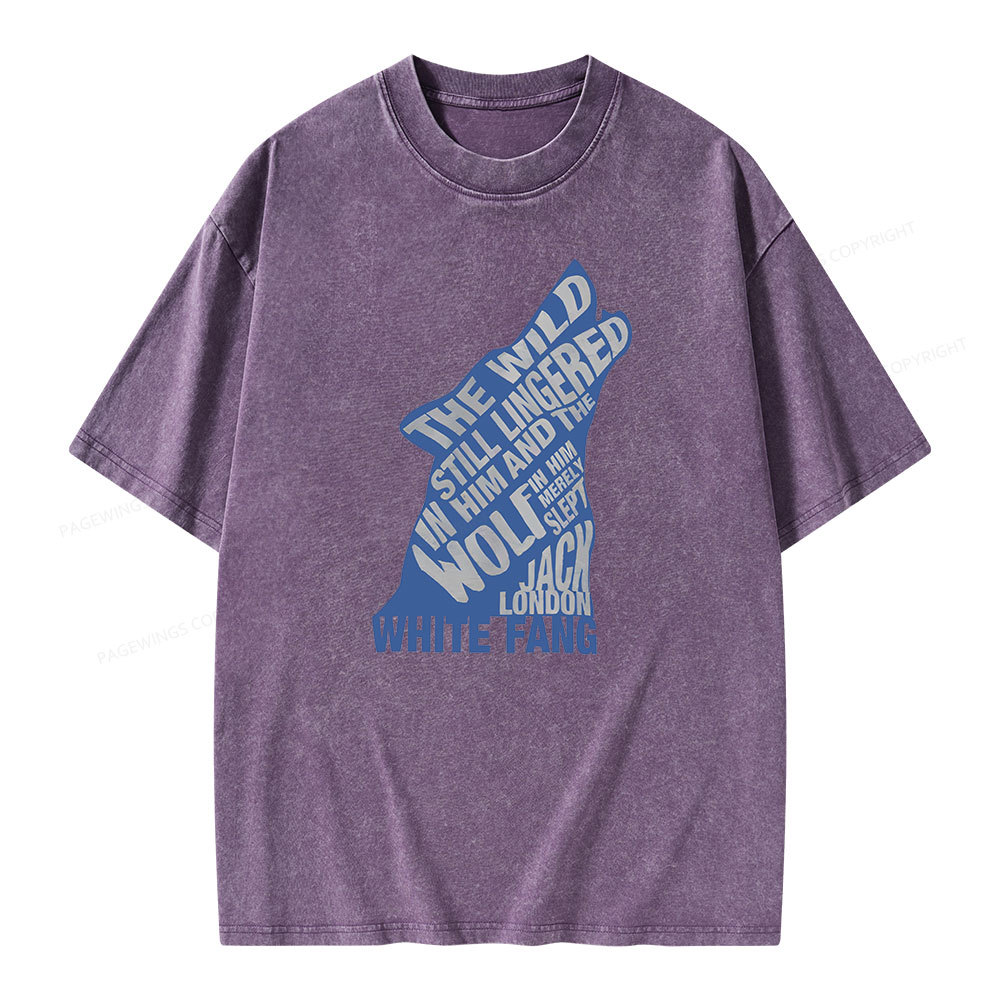 Pagewings White Fang by Jack London Blue Book Quote Unisex Washed T-shirt