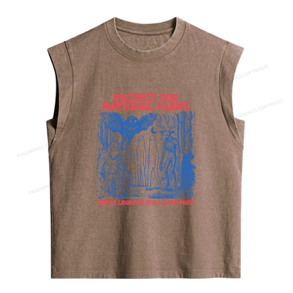 Pagewings Protect Our Parks Vintage Camping Women's Washed Tank Top