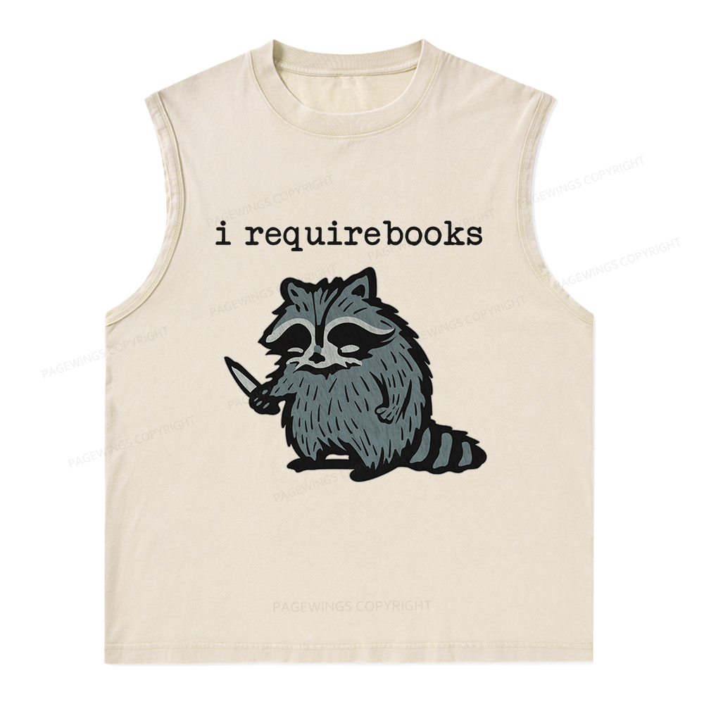 Pagewings I Require Books Unisex Washed Tank Top