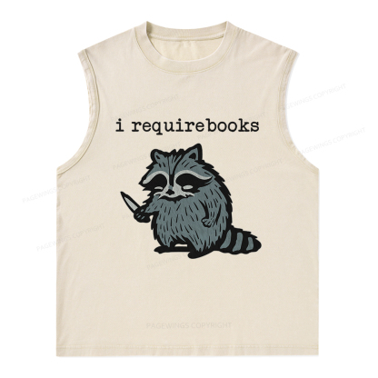 Pagewings I Require Books Unisex Washed Tank Top