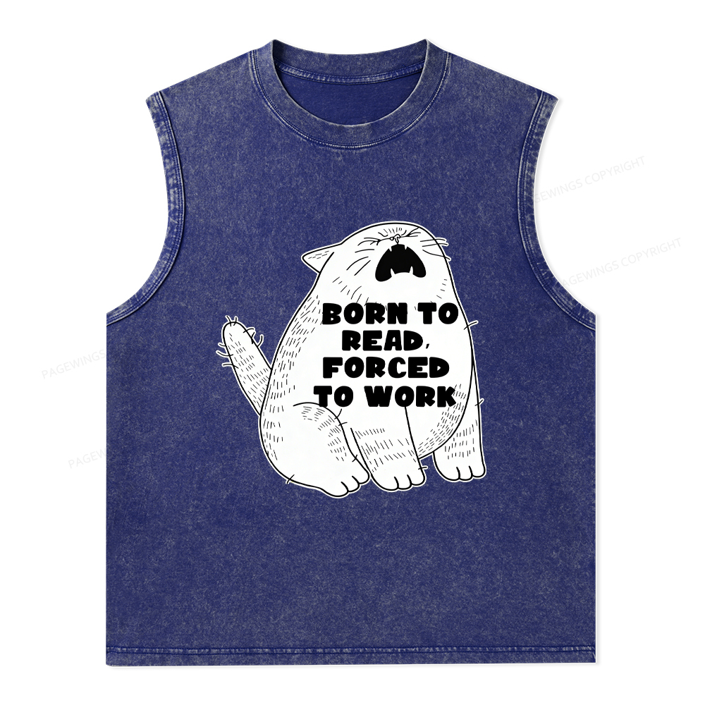 Pagewings Born To Read Forced To Work Unisex Washed Tank Top