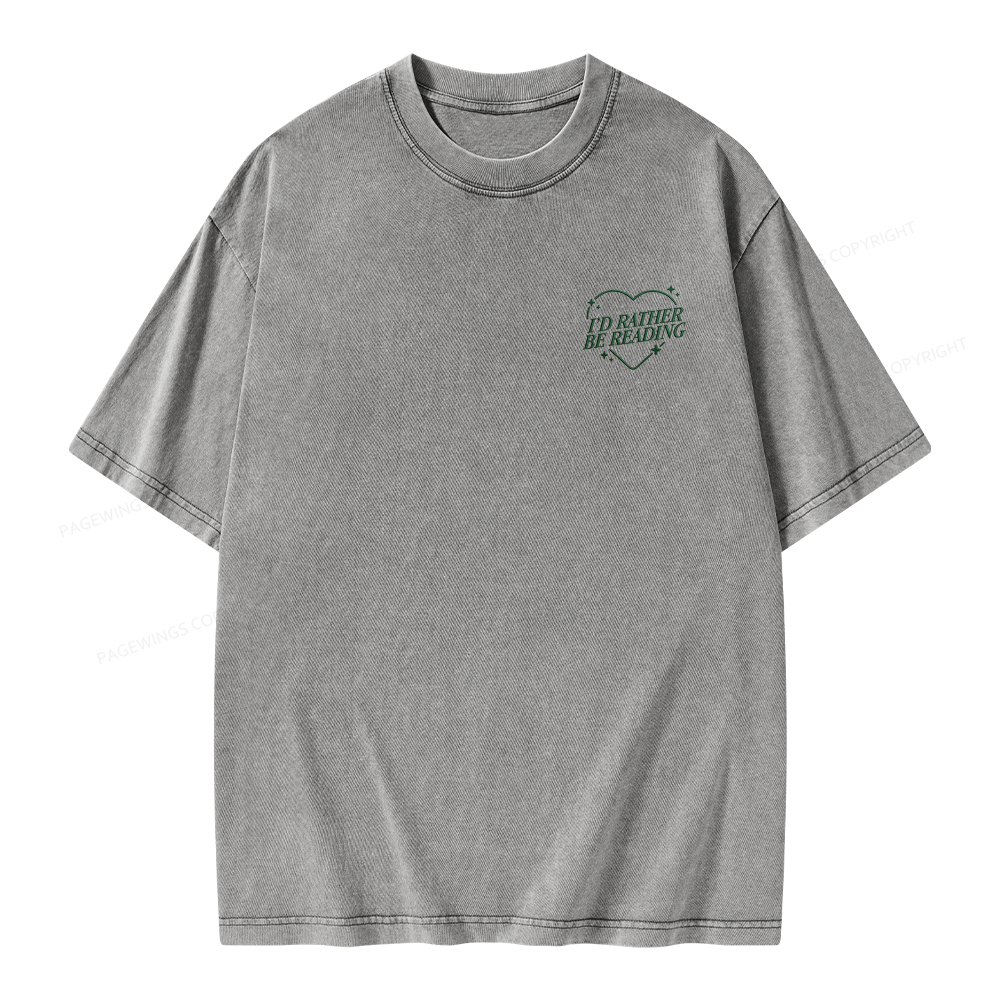 Pagewings Embroidery I'd Rather be Reading Unisex Washed T-shirt