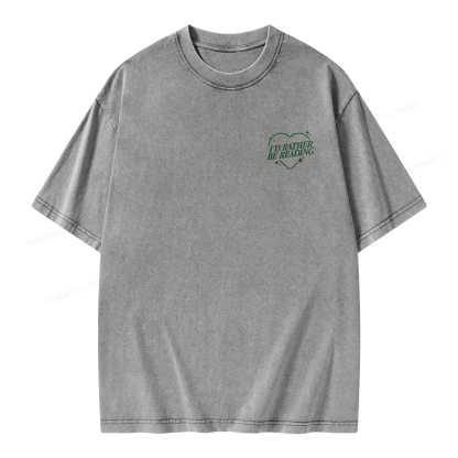 Pagewings Embroidery I'd Rather be Reading Unisex Washed T-shirt