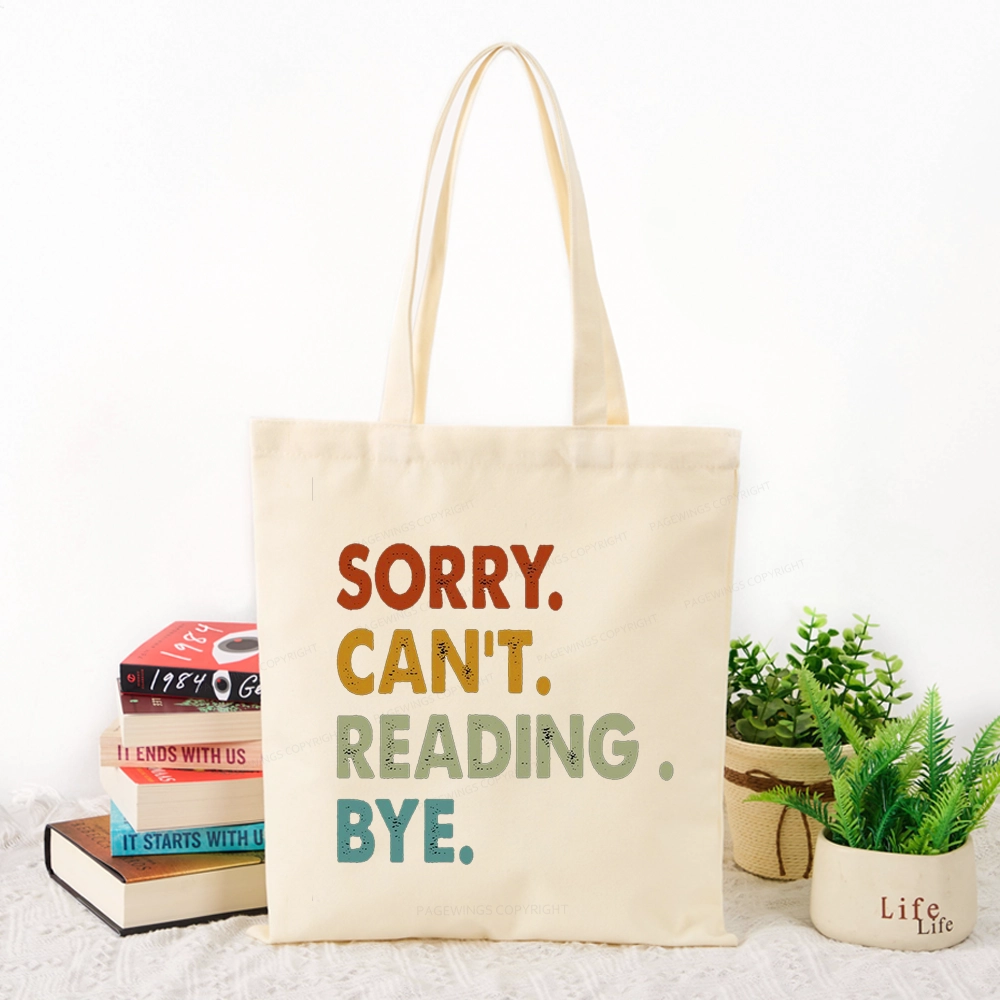 Pagewings Sorry Can't Reading Bye Tote Bag