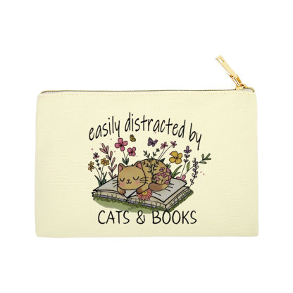 Pagewings Easily Distracted By Cats And Books Pouch